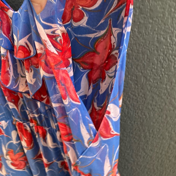 RACHEL ROY floral print XL dress, asymmetric hemline w/ leather belt - like new. - Picture 6 of 15